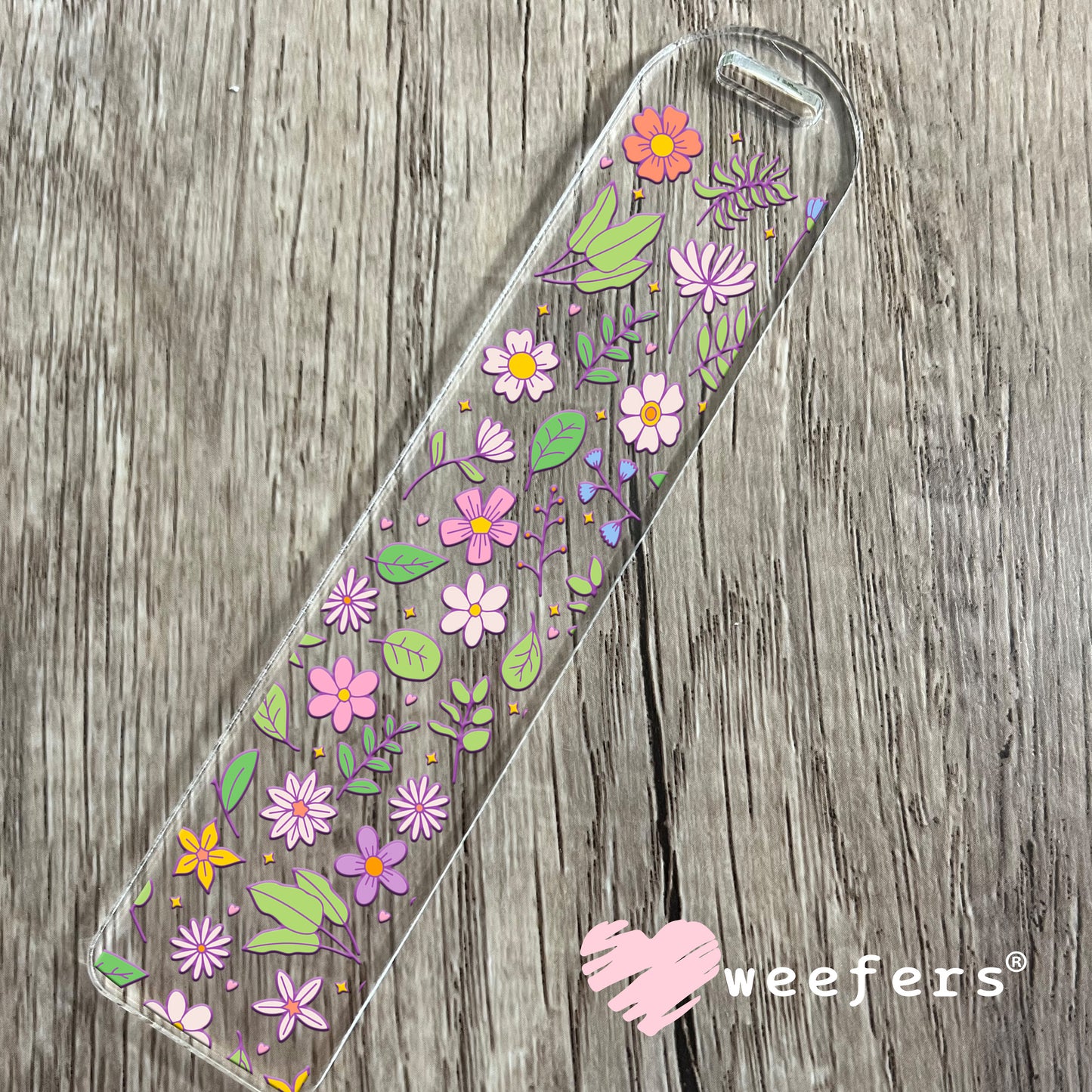 Purple Green Wild Flowers UV DTF Bookmark Decal