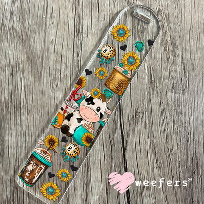 UV DTF Cup Wrap – Cow Coffee and Sunflowers- Weefers Exclusive Bookmark Weefers