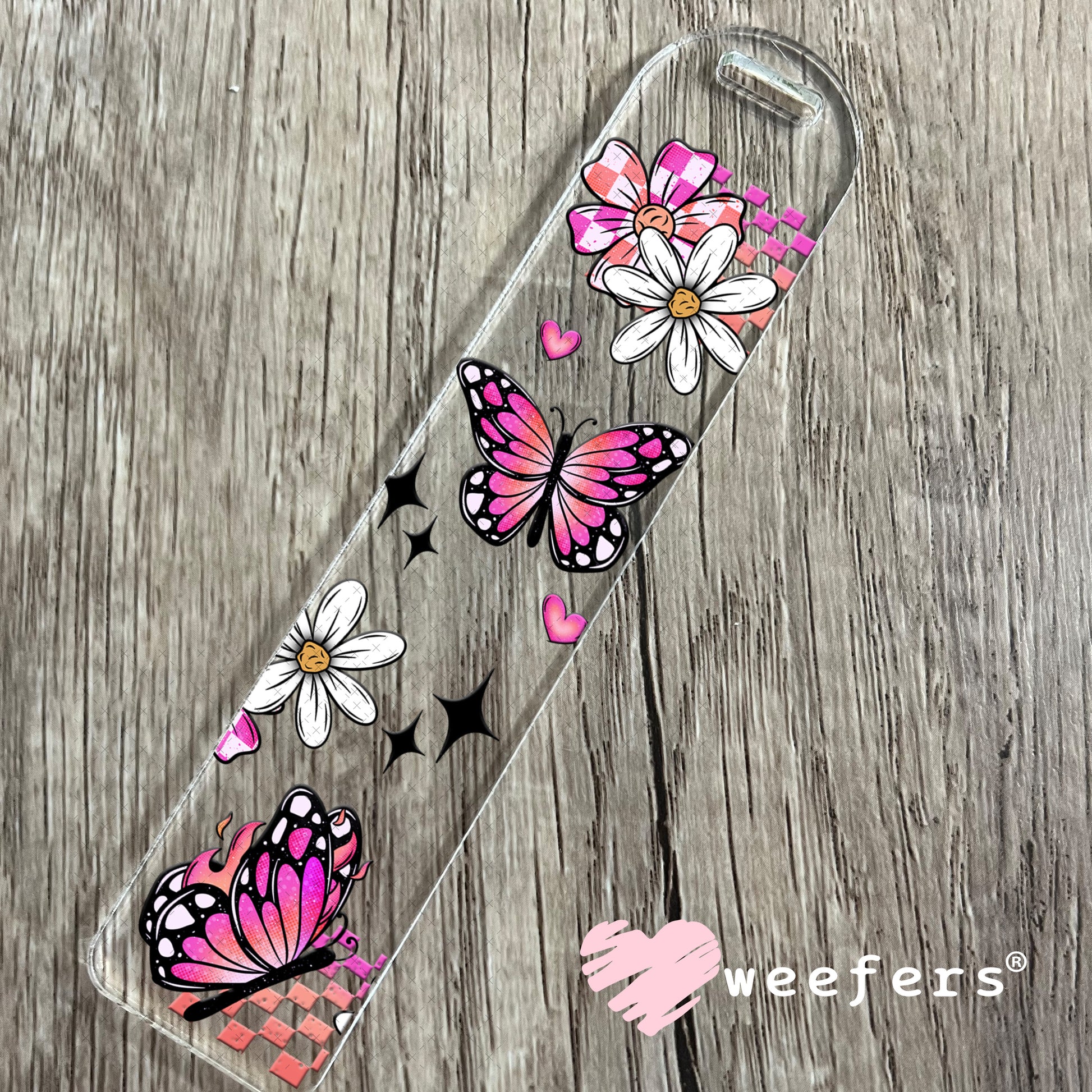 UV DTF Cup Wrap – Pink and Orange Butterflies Bookmark Weefers