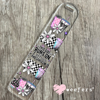 UV DTF Cup Wrap – This Girl Runs on Caffeine and Sarcasm Bookmark Weefers