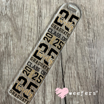 Senior 2025 Black Gold Cap UV DTF Bookmark Decal