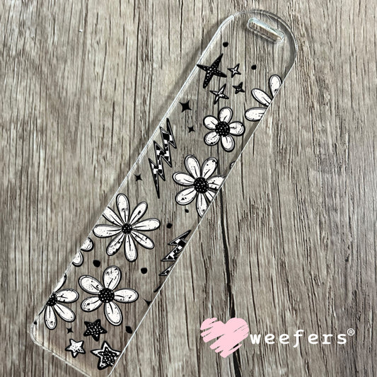 UV DTF Cup Wrap – Flowers White and Black Bookmark Weefers