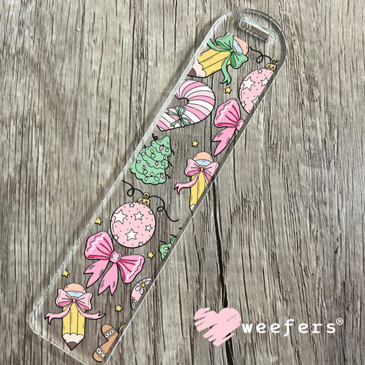 Coquette Christmas Pink and Green UV DTF Bookmark Decal