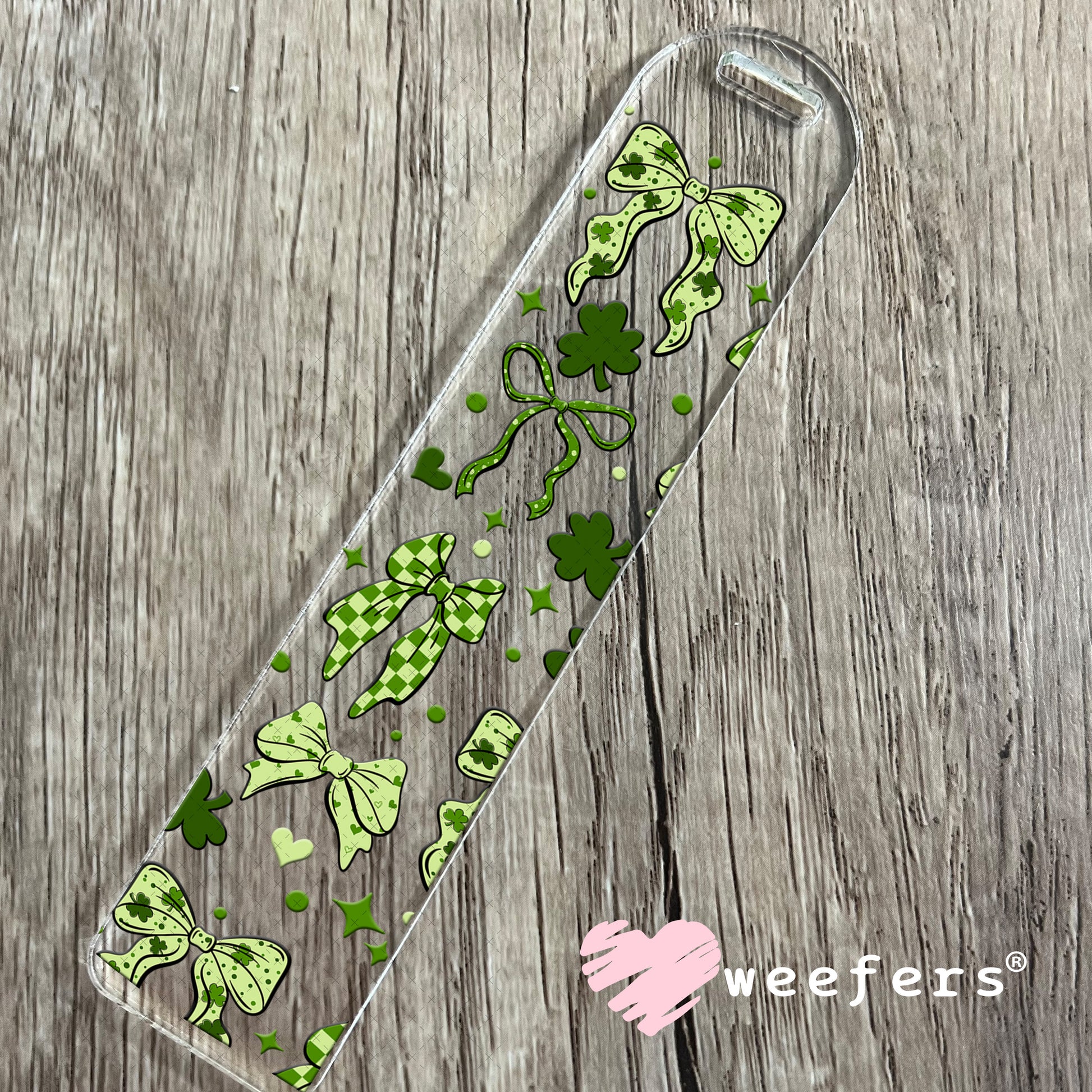 UV DTF Cup Wrap – Lucky Chevron Green Bows St. Patricks Bookmark Weefers