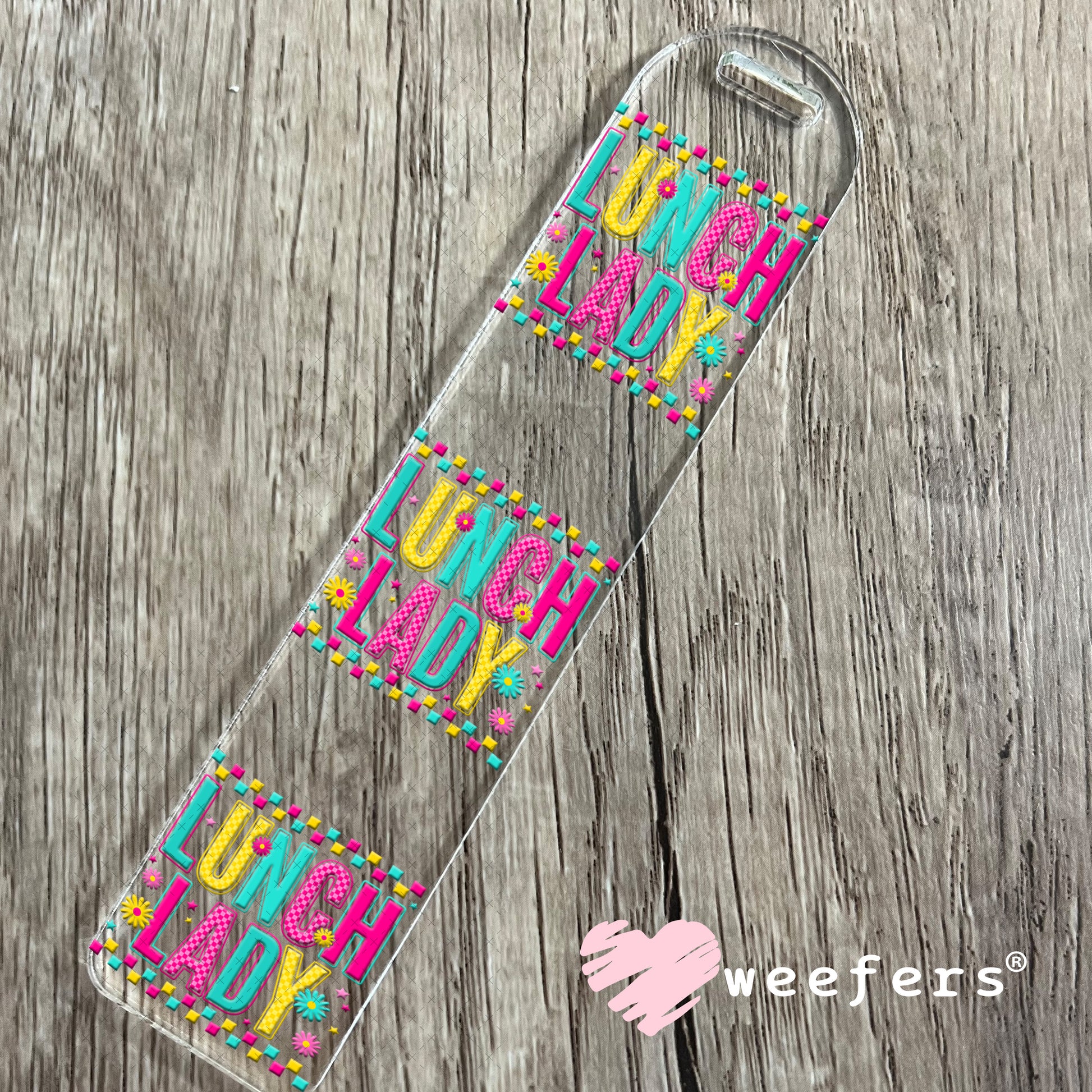 UV DTF Decal - Lunch Lady Magenta Teal Bookmark Weefers