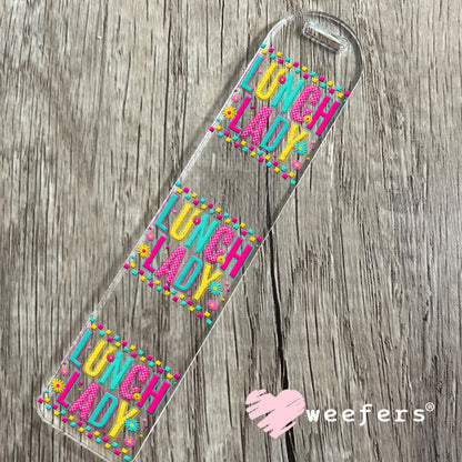 UV DTF Decal - Lunch Lady Magenta Teal Bookmark Weefers