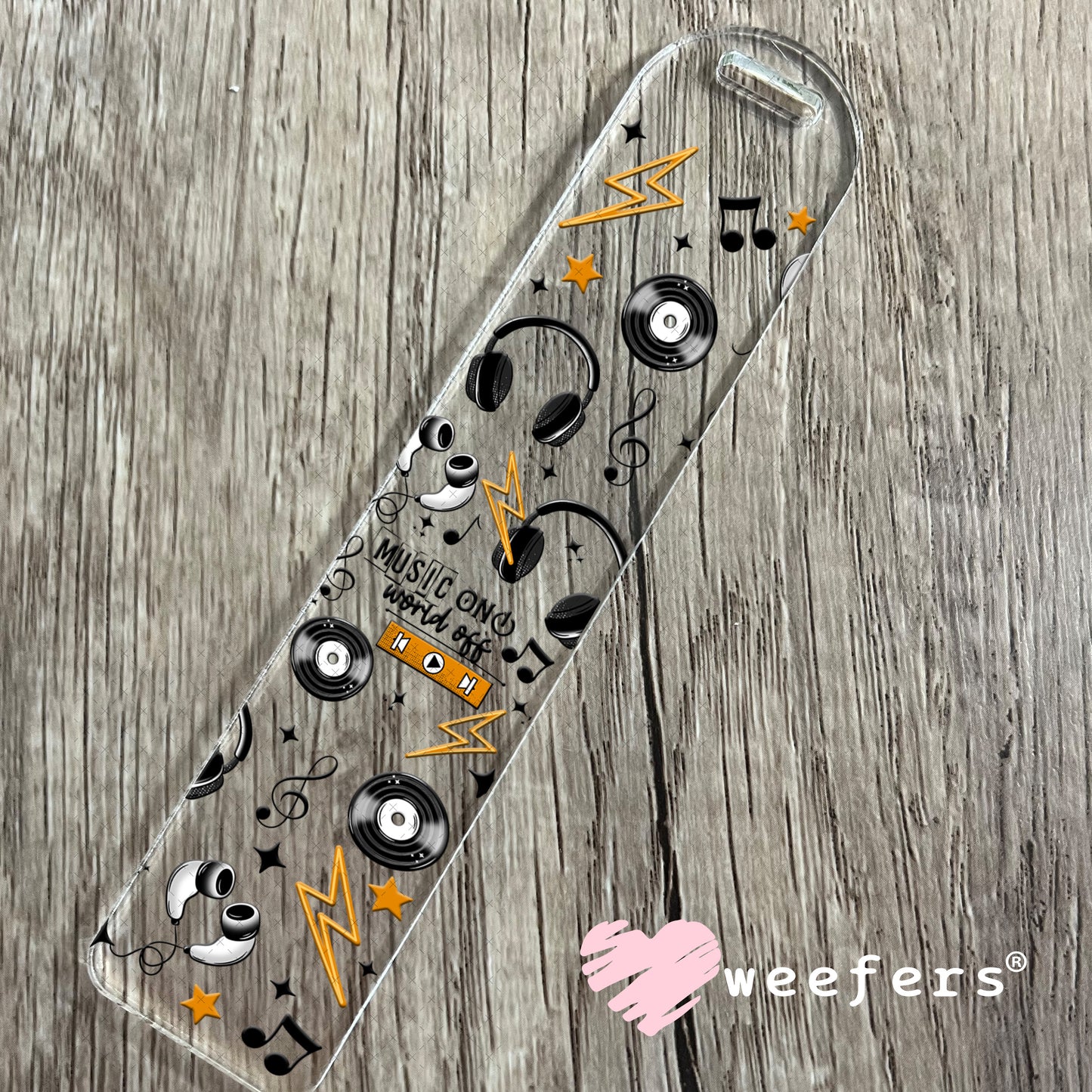 UV DTF Cup Wrap – Music On - World Off Bookmark Weefers