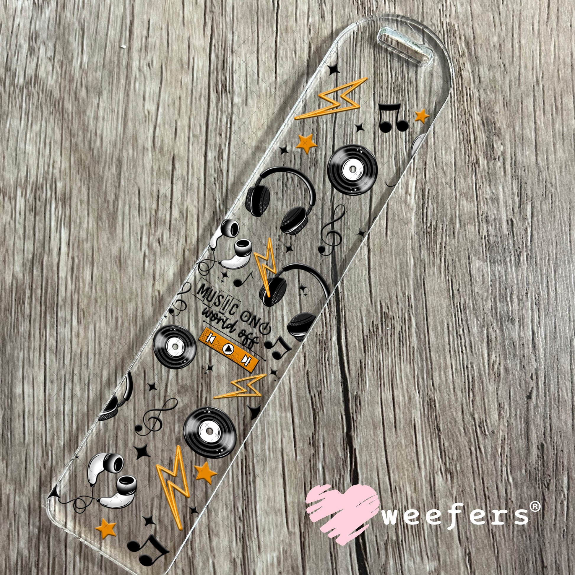 UV DTF Cup Wrap – Music On - World Off Bookmark Weefers