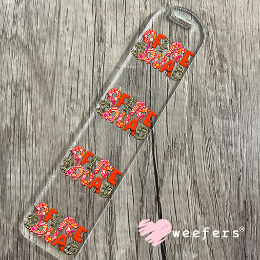 UV DTF Decal - Office Squad Red Orange Checkered Bookmark Weefers
