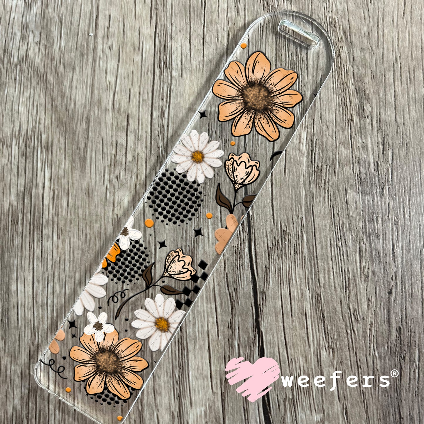 UV DTF Cup Wrap – Flowers Beige Light Orange Bookmark Weefers