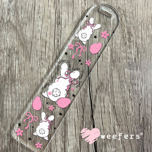 UV DTF Cup Wrap – Happy Easter Bunny Pink and White Bookmark Weefers