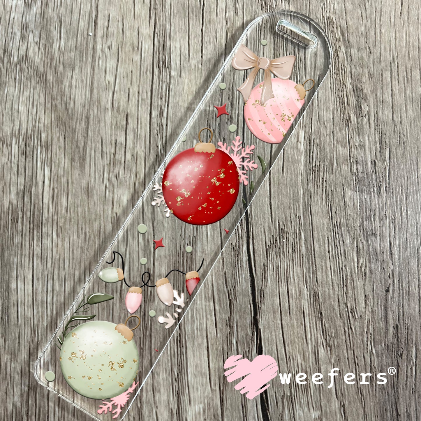 Christmas Watercolor Ornaments UV DTF Bookmark Decal