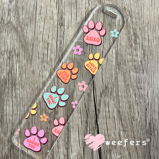 UV DTF Cup Wrap – Dog Paw Valentine's Day Conversation Hearts Bookmark Weefers