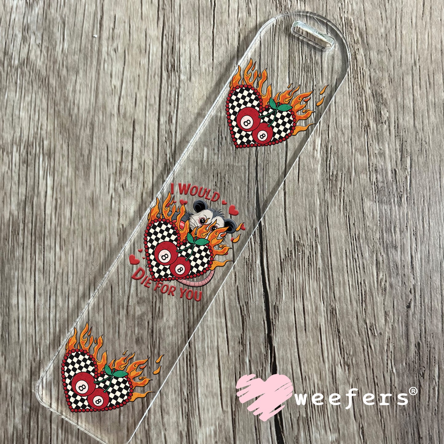 UV DTF Decal - Fire Heart Eight Balls Bookmark Weefers
