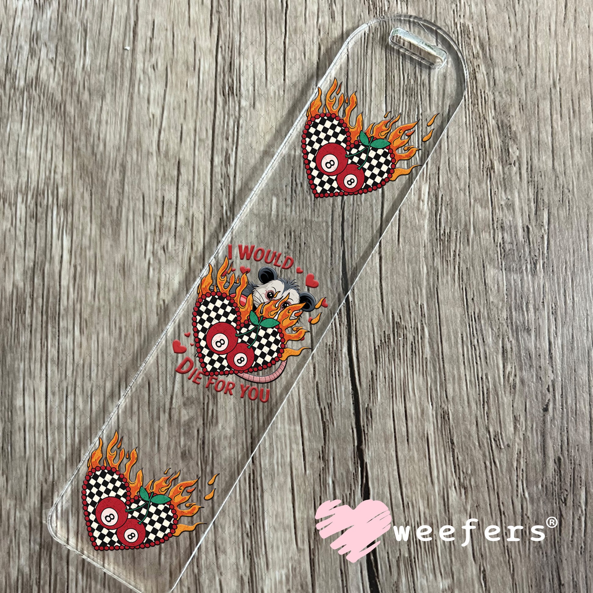 UV DTF Decal - Fire Heart Eight Balls Bookmark Weefers