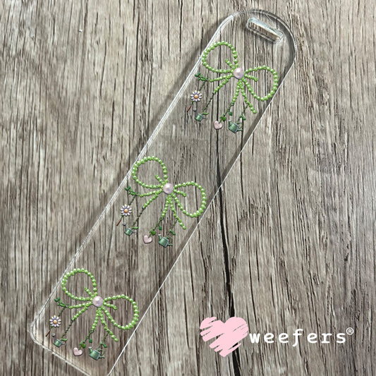 UV DTF Decal - Pearl Green Bow Gardening Bookmark Weefers