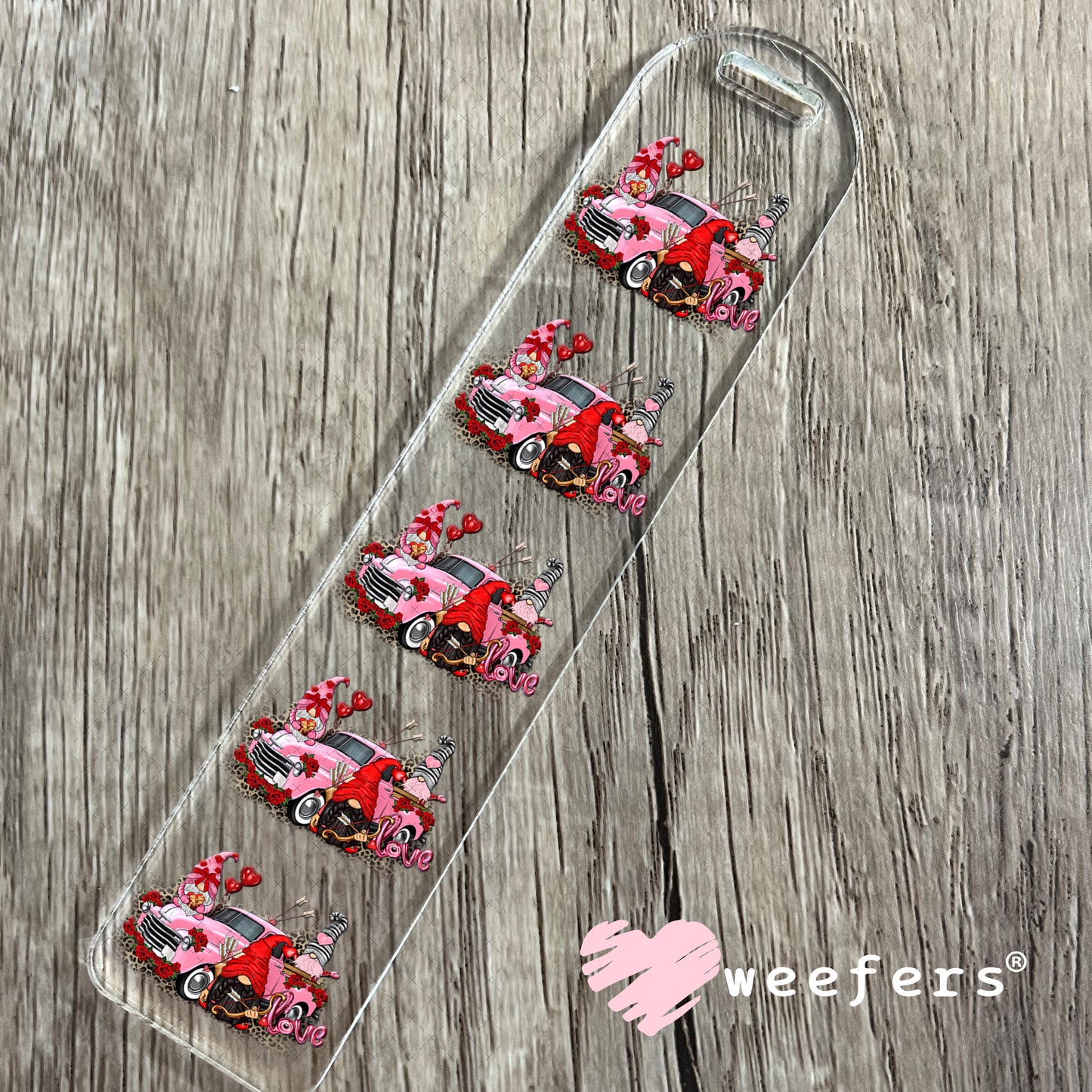 UV DTF Decal - Gnomes Pink Truck Valentine's Day Bookmark Weefers