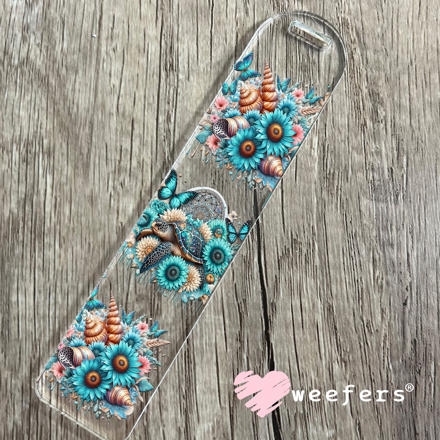 UV DTF Cup Wrap – Blue Turtle and Sunflowers Bookmark Weefers