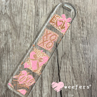 UV DTF Cup Wrap – Cheetah Brown and Pink Valentine's Day Bookmark Weefers