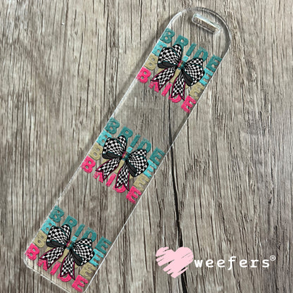 UV DTF Decal - Bride Checkered Bow Black and White Bookmark Weefers