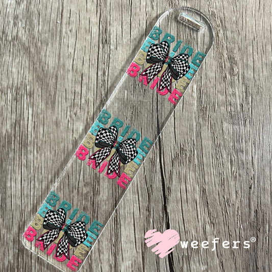 UV DTF Decal - Bride Checkered Bow Black and White Bookmark Weefers