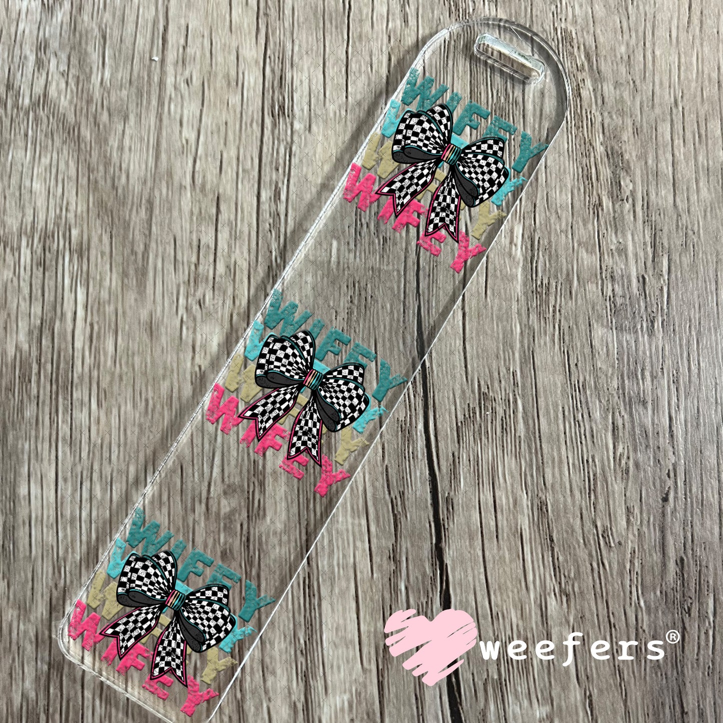 UV DTF Decal - Wifey Checkered Bow Black and White Bookmark Weefers