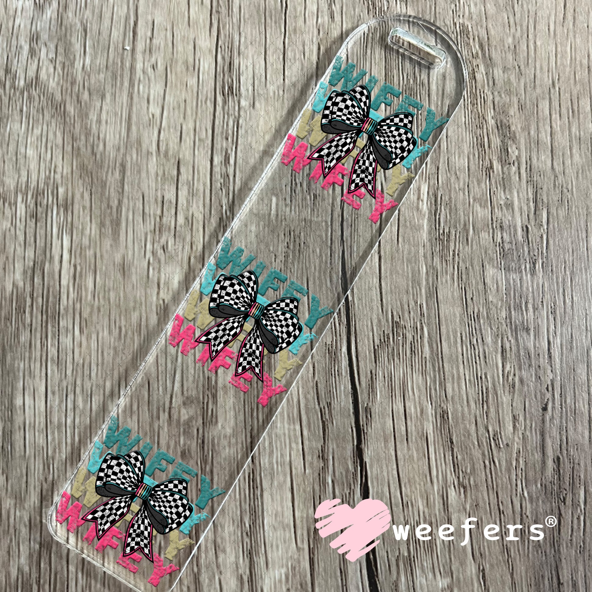 UV DTF Decal - Wifey Checkered Bow Black and White Bookmark Weefers