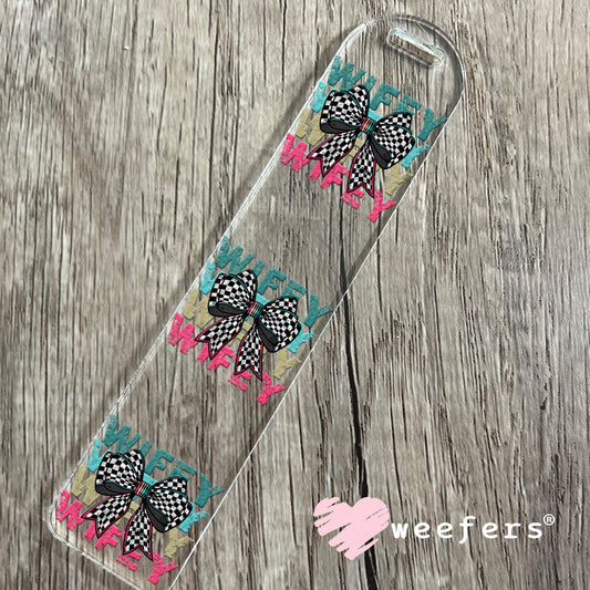 UV DTF Decal - Wifey Checkered Bow Black and White Bookmark Weefers
