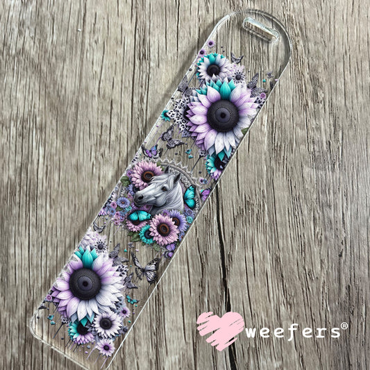 UV DTF Cup Wrap – Horse Teal and Lilac Sunflowers Bookmark Weefers