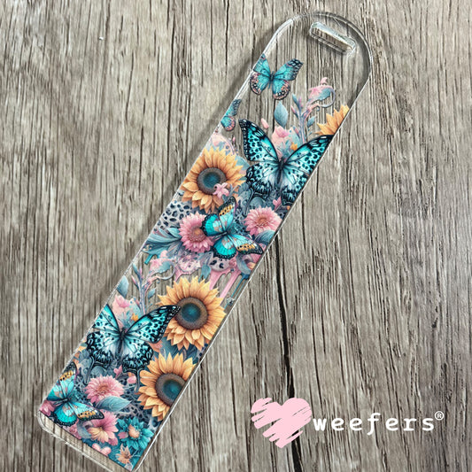 UV DTF Cup Wrap – Teal Pink Butterflies and Sunflowers Bookmark Weefers