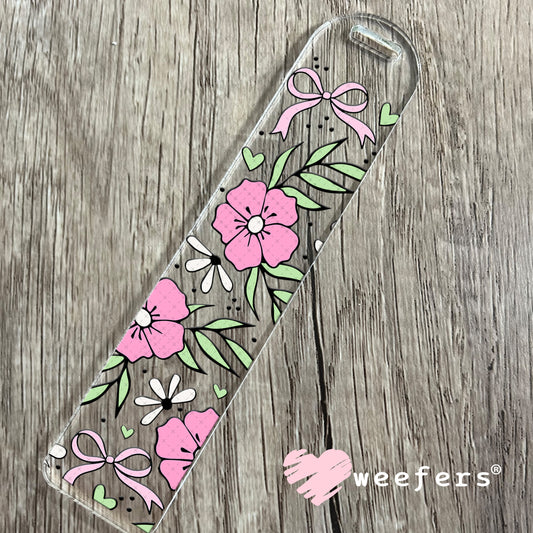 UV DTF Cup Wrap – Flowers and Coquette Pink Bows Bookmark Weefers