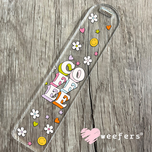 Smile Flower Coffee UV DTF Bookmark Decal