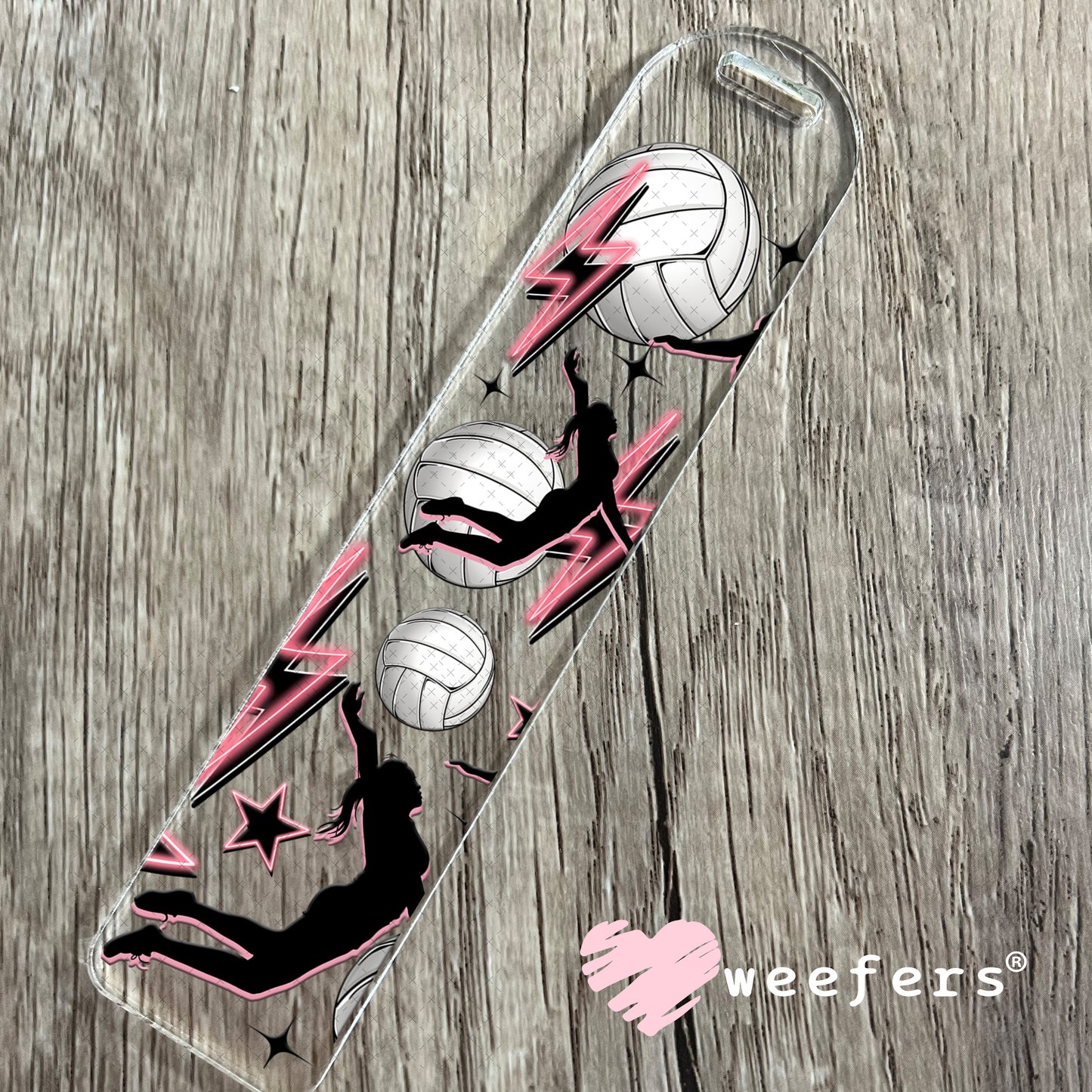UV DTF Cup Wrap – Volleyball Pink and Black Spiking Bookmark Weefers