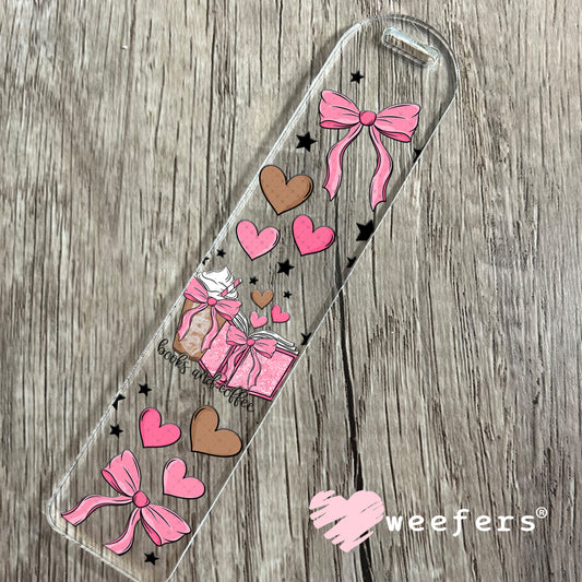 UV DTF Cup Wrap – Books and Coffee Pink and Brown Bookmark Weefers