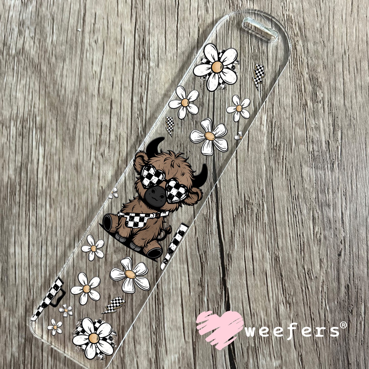 UV DTF Cup Wrap – Bougie checkered Highland Cow Bookmark Weefers