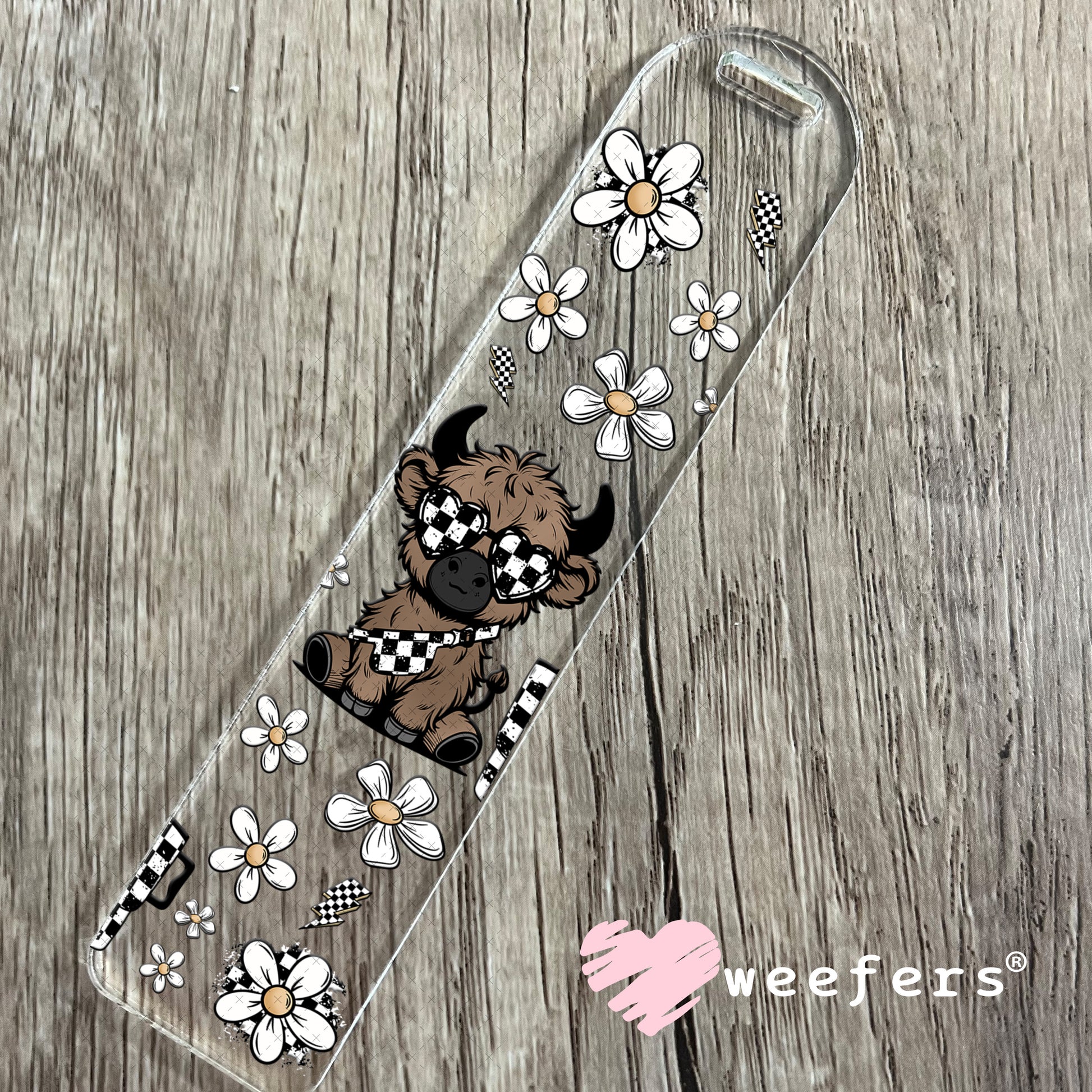 UV DTF Cup Wrap – Bougie checkered Highland Cow Bookmark Weefers