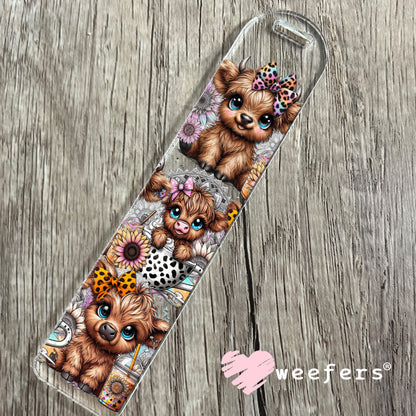 UV DTF Cup Wrap – Cutie Baby Highland Cows in a tea cup Bookmark Weefers