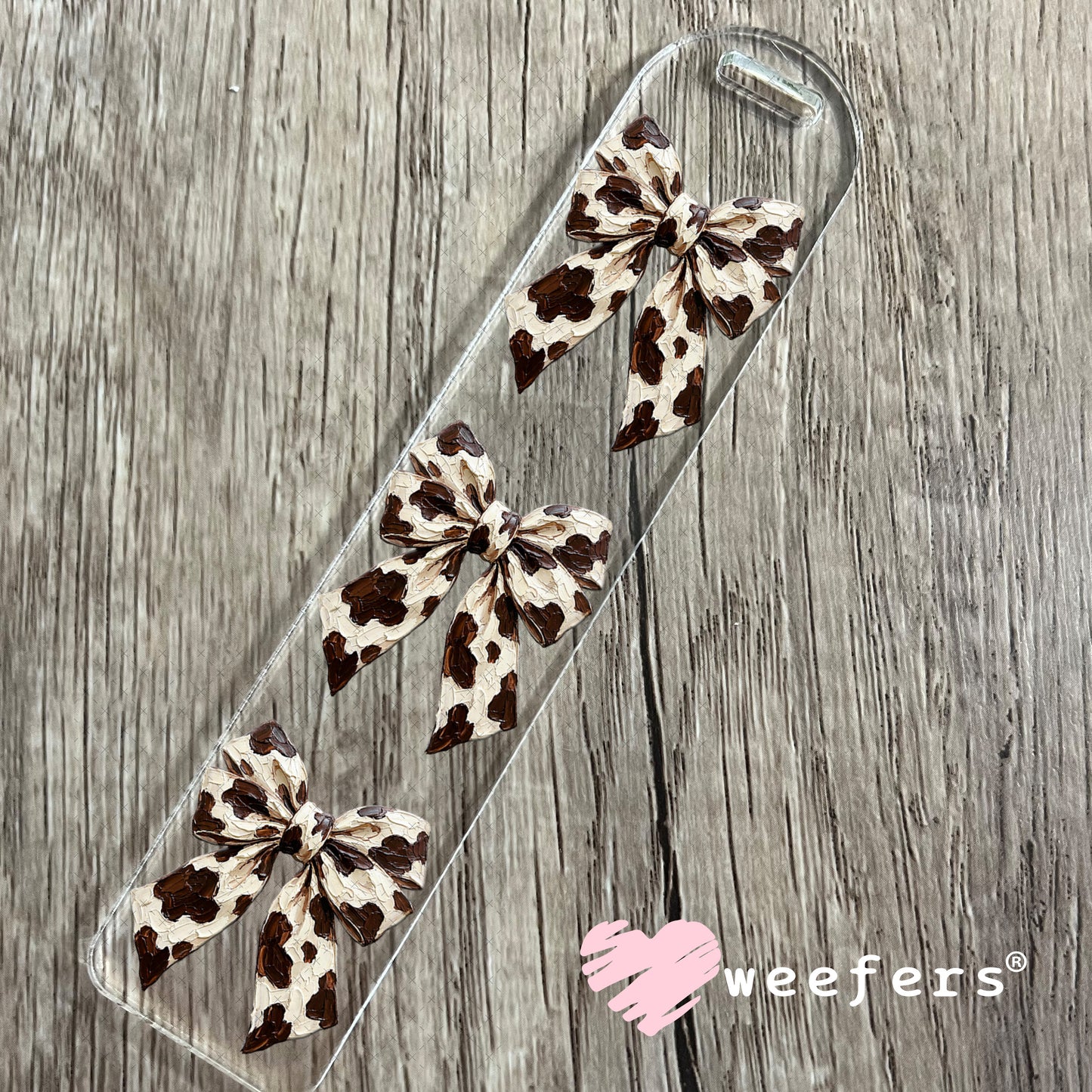 UV DTF Decal - Bow Brown Cow Print Bookmark Weefers