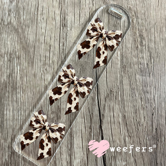 UV DTF Decal - Bow Brown Cow Print Bookmark Weefers