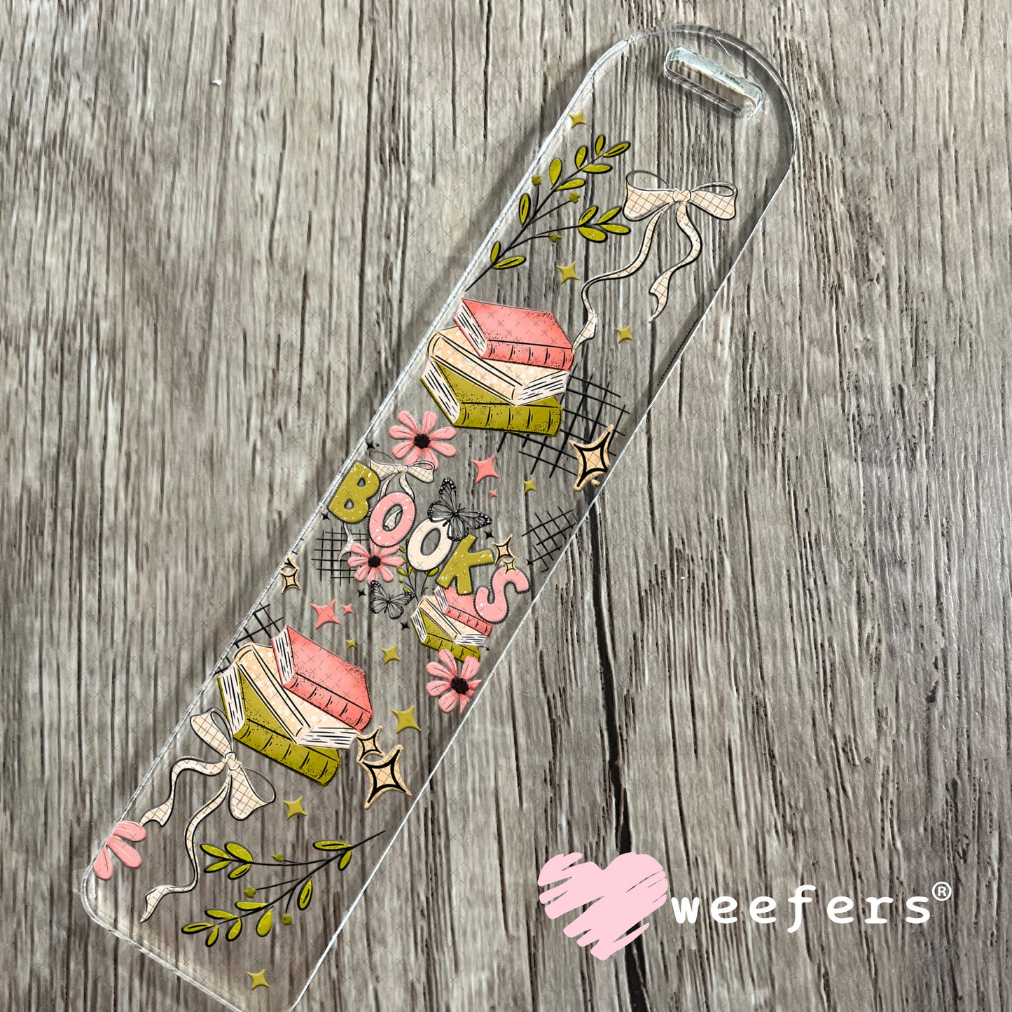 UV DTF Cup Wrap – Books Green and Coral Bookmark Weefers