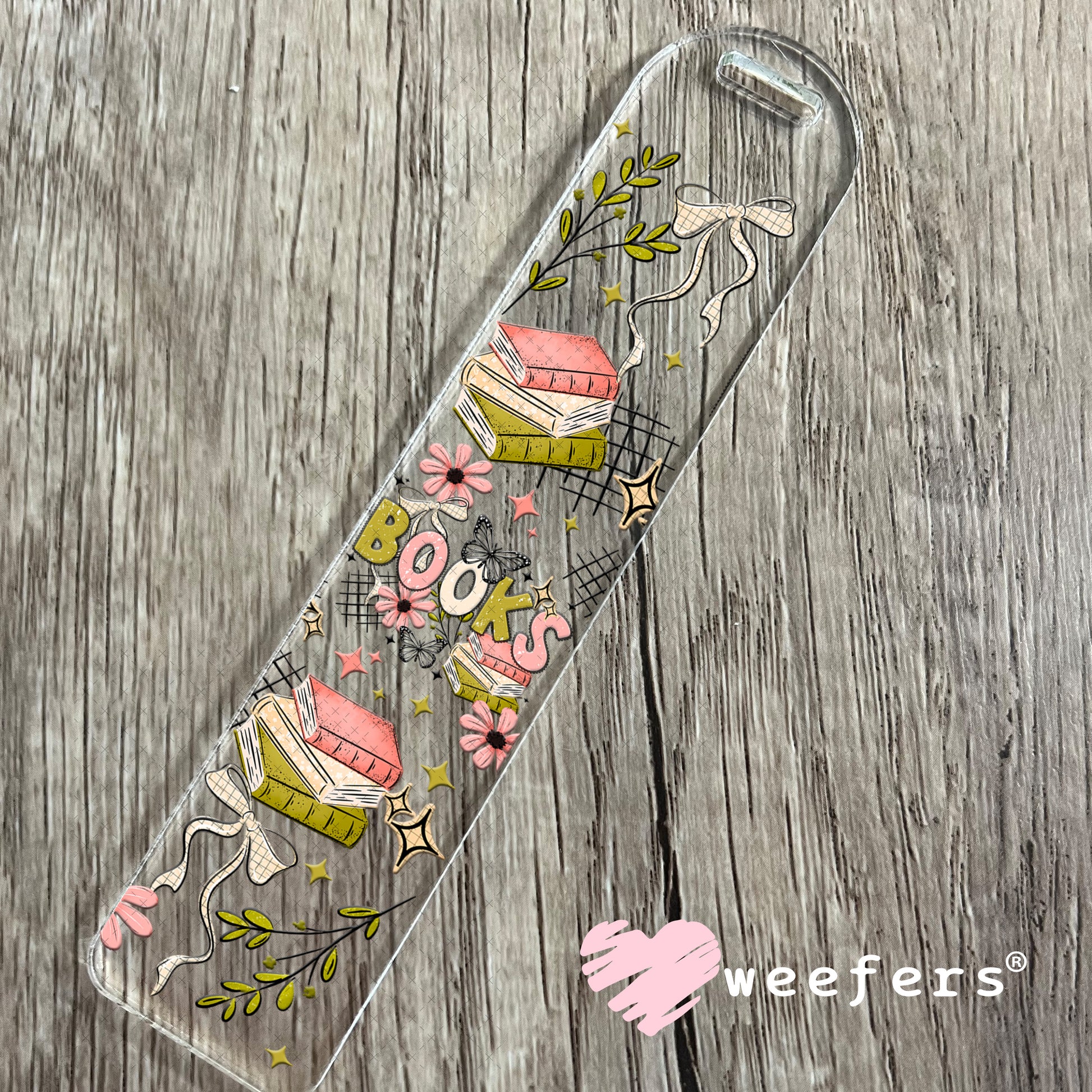 UV DTF Cup Wrap – Books Green and Coral Bookmark Weefers