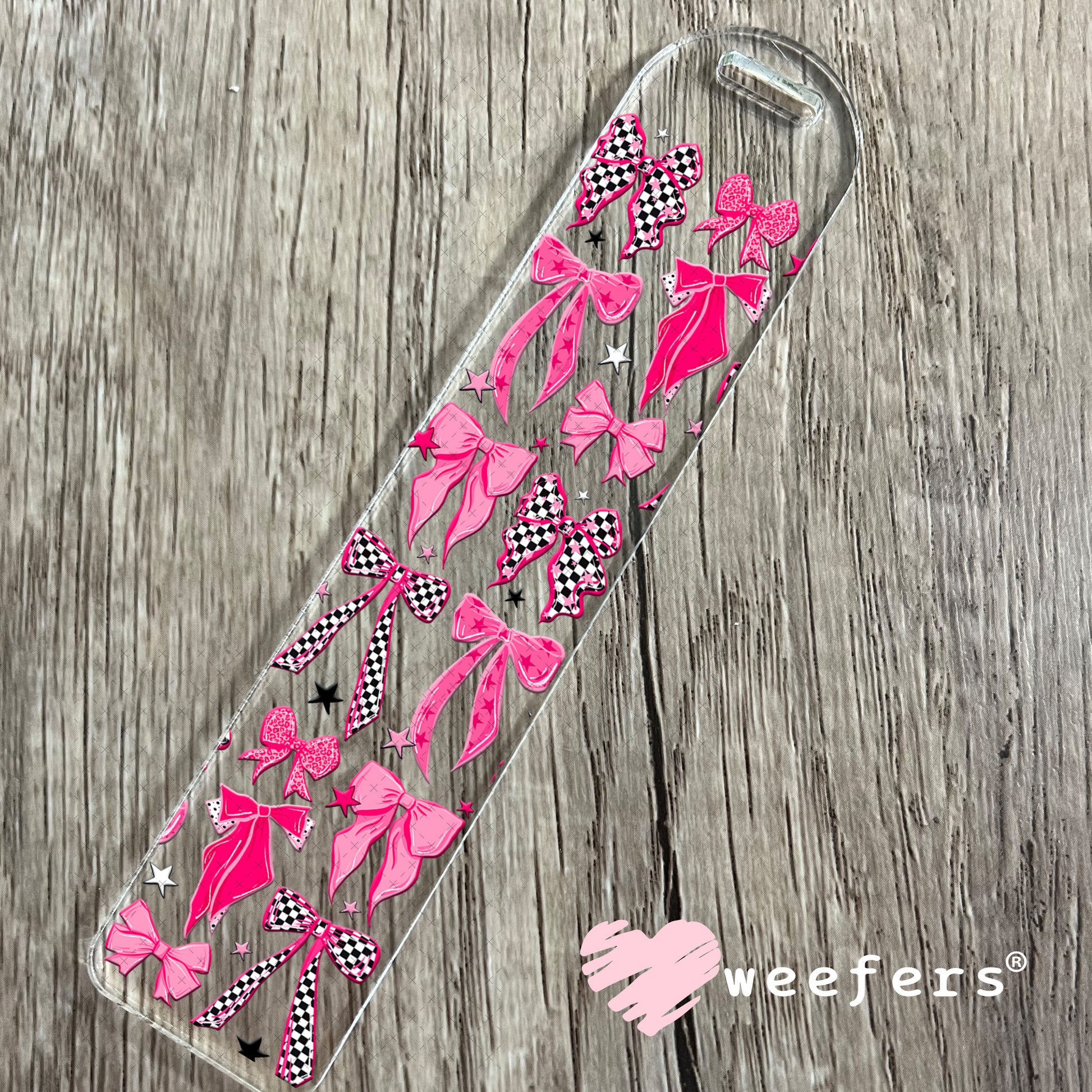 UV DTF Cup Wrap – Pink Checkered Bows Bookmark Weefers