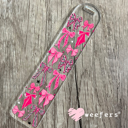 UV DTF Cup Wrap – Pink Checkered Bows Bookmark Weefers