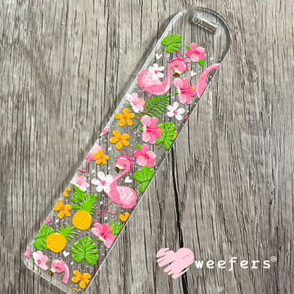 UV DTF Cup Wrap – Flamingos and Monstera Leaves Bookmark Weefers