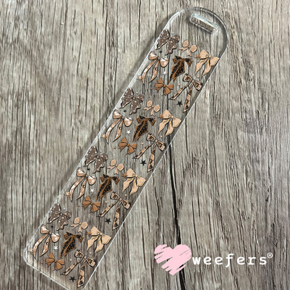 UV DTF Decal - Brown Leopard Checkered Bows