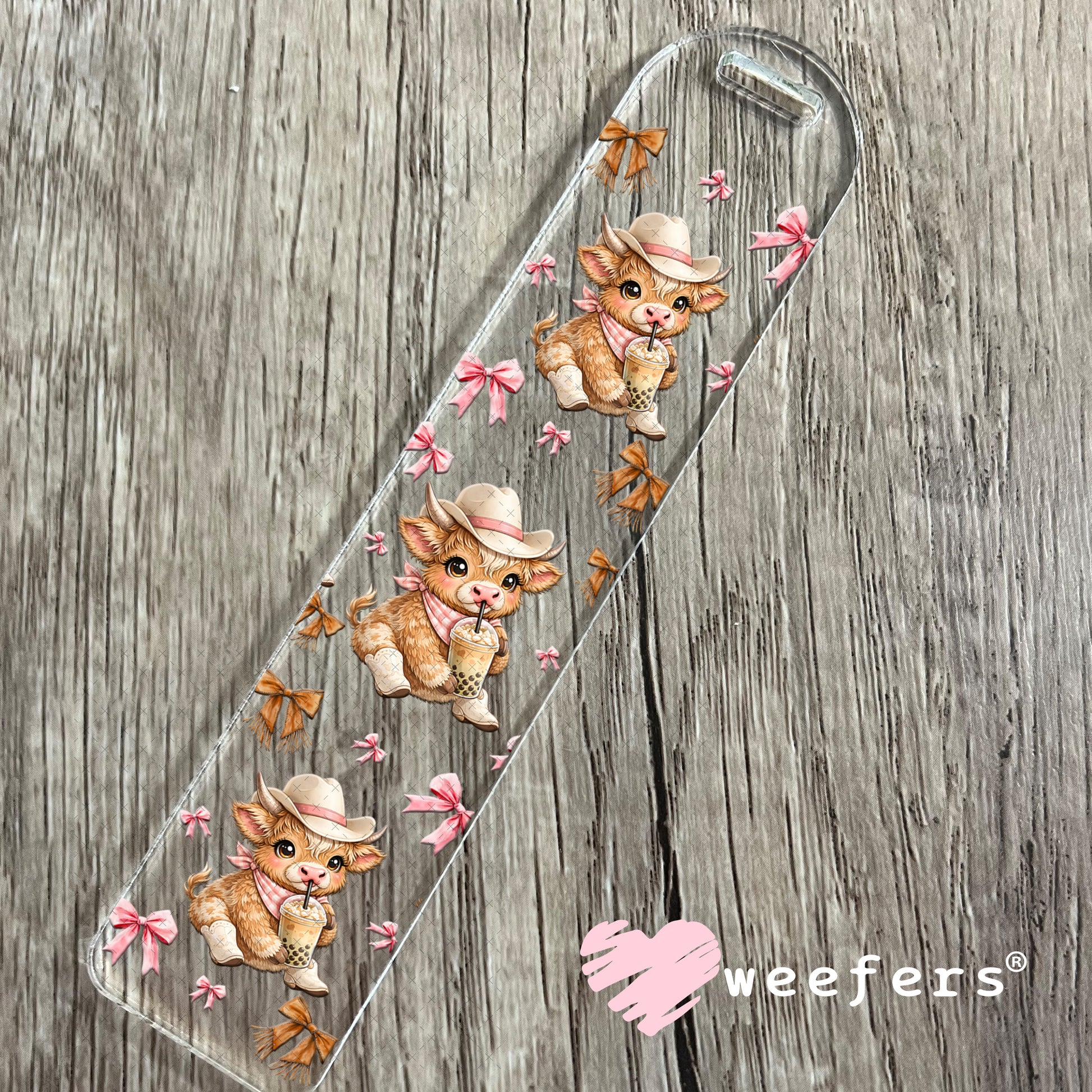 UV DTF Cup Wrap – Brown Cowgirl Highland Cow Boba - Weefers Exclusive Bookmark Weefers