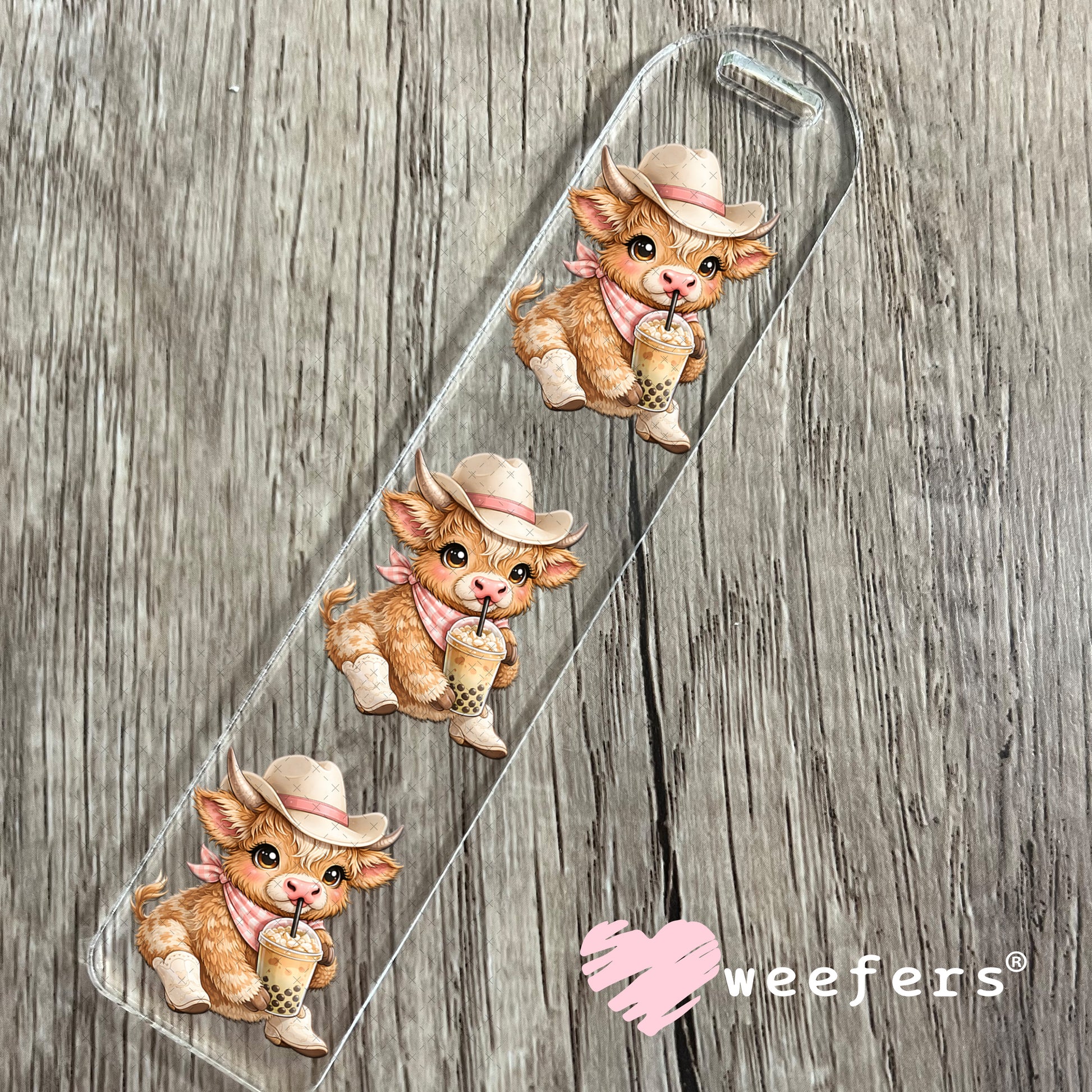 UV DTF Decal - Brown Cowgirl Cow Boba Bookmark Weefers