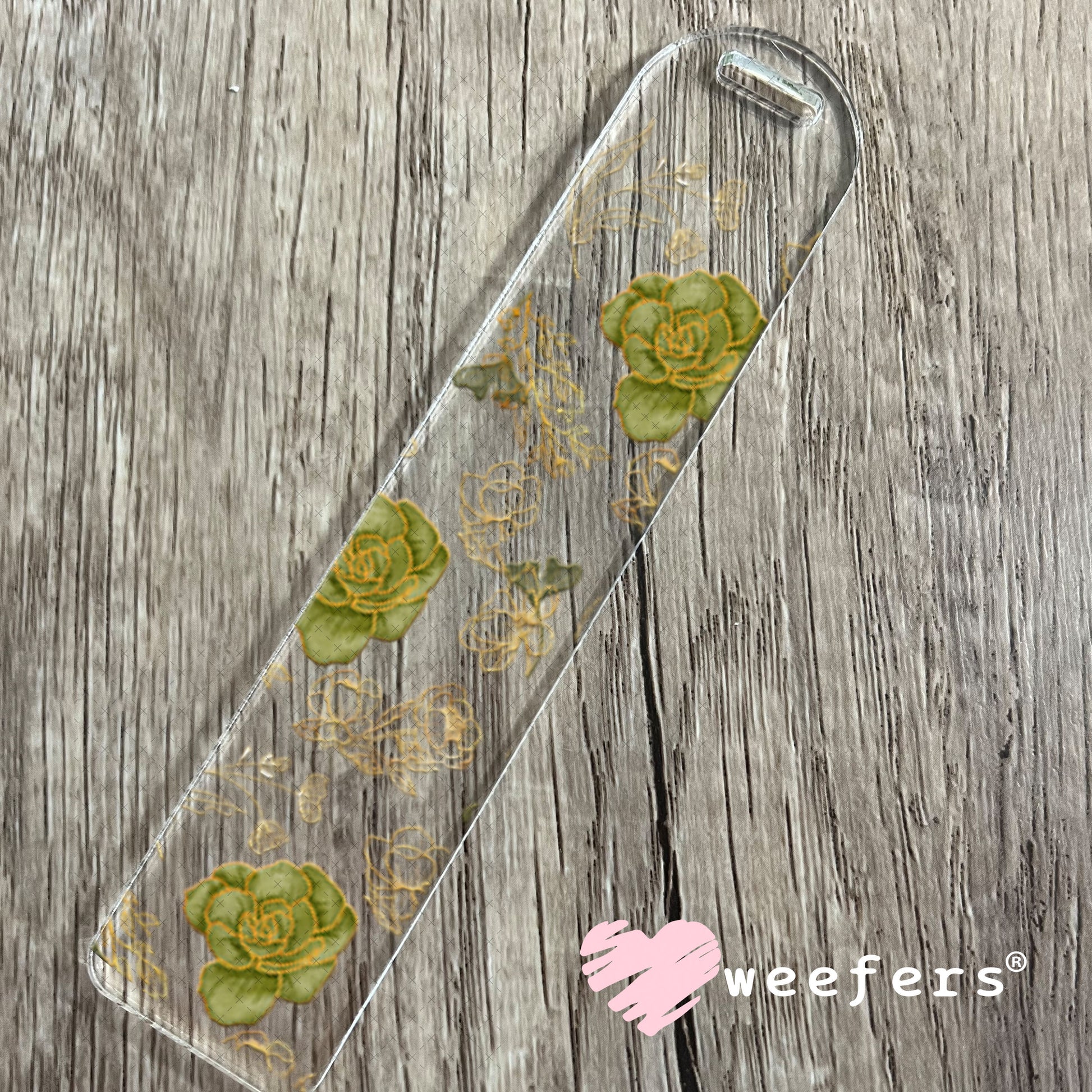 UV DTF Cup Wrap – Gold and Green Roses Bookmark Weefers