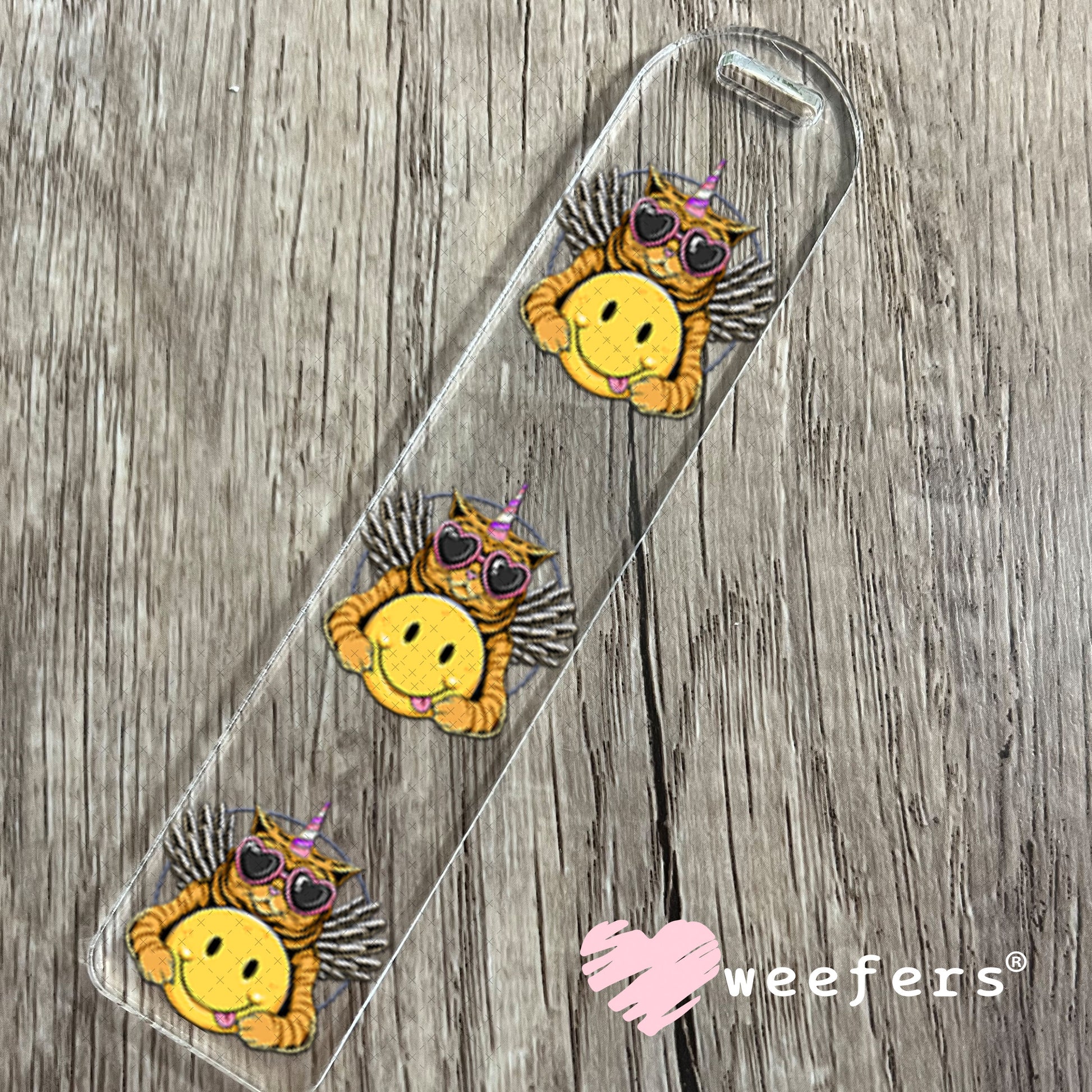 UV DTF Decal - Cat Hugging Smiley Face Bookmark Weefers