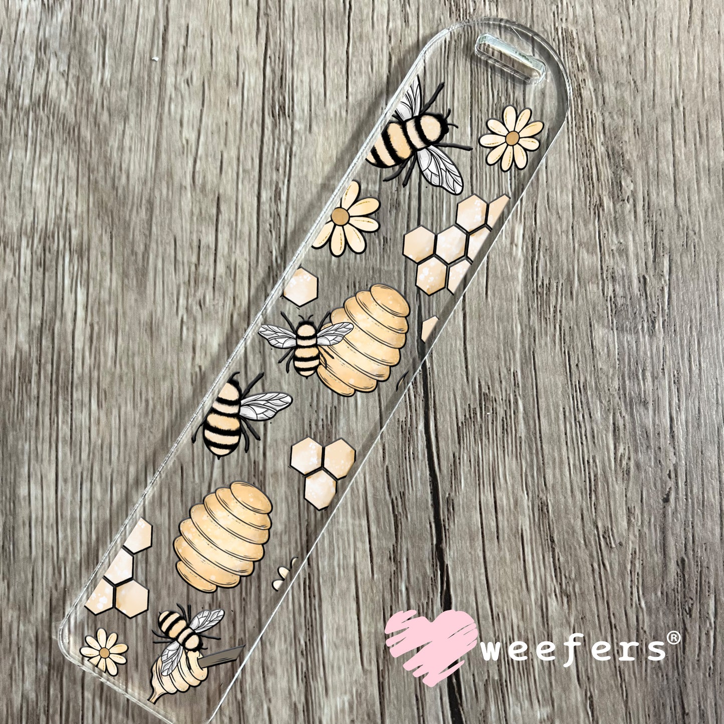 Watercolor Bees and Honey UV DTF Bookmark Decal - Weefers